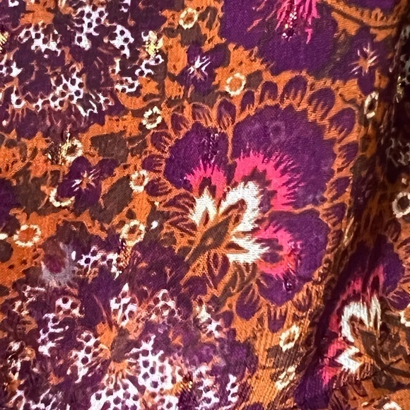 NWT HOUSE OF HARLOW Ruffle Tier Balloon Sleeve Berry Rust Floral Dress 12 - Picture 6 of 7